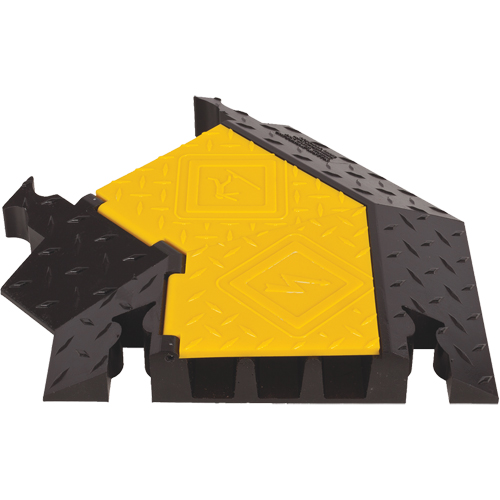 Protecteur de c&acirc;ble robuste &agrave; 3 canaux Yellow Jacket, virage &agrave; gauche PR Distribution