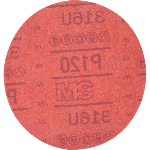 Hookit Red Abrasive Disc 316U, 01224, 6" Dia., P120 Grit, Aluminum Oxide, A PR Distribution