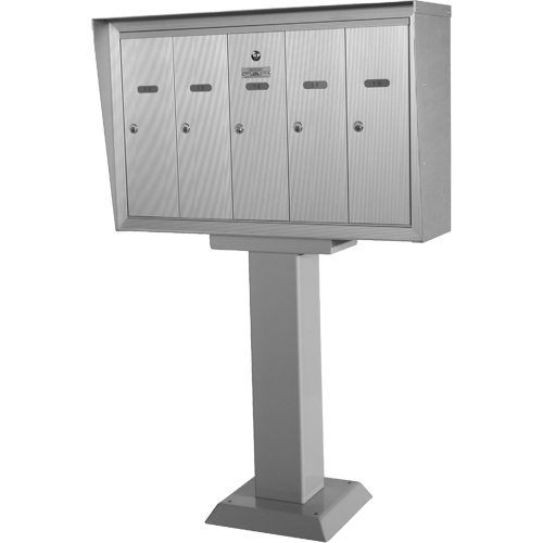 Boîtes aux lettres plateforme unique, Fixation Socle, 16" x 5-1/2", 3 portes, Aluminium PR Distribution