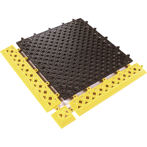 TAPIS MODULAIRE LOK-TYLE 12"X12" JAUNE NOIR, Vinyle, 1' la c, 1' lo, 9/16" &eacute;paisseur, Noir PR Distribution