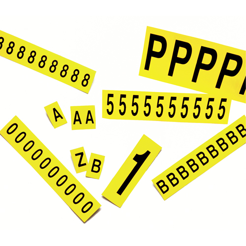 Rep&egrave;res adh&eacute;sifs &agrave; chiffres individuels, 3, 3-7/8" h, Noir sur jaune PR Distribution