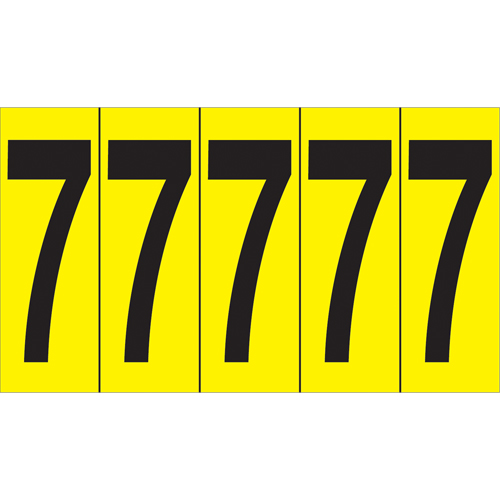 Individual Adhesive Number Markers, 7, 3-7/8" H, Black on Yellow PR Distribution