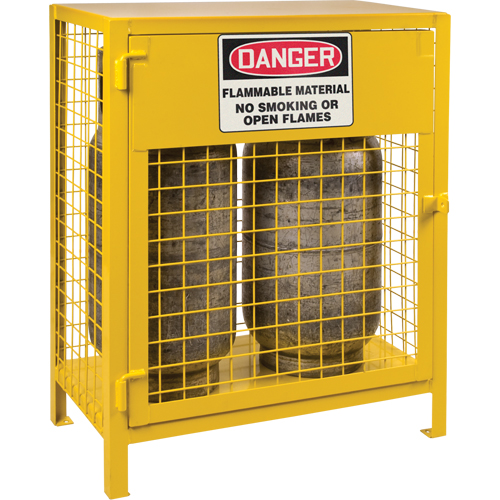 Gas Cylinder Cabinets, 2 Cylinder Capacity, 30" W x 17" D x 37" H, Yellow PR Distribution