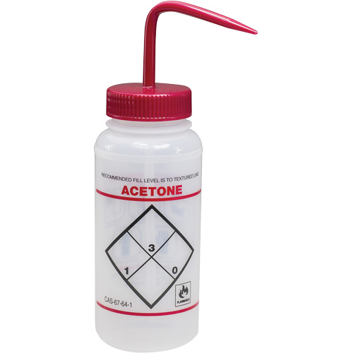 "Acetone" Safety-Labeled Wide-Mouth Wash Bottle, 16 oz. PR Distribution