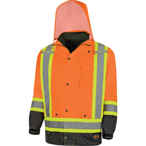 Parka de s&eacute;curit&eacute; d'hiver imperm&eacute;able 7-en-1 5056 Pioneer Yukon, Polyester, Noir/Orange haute visibilit&eacute;, T-petit PR Distribution