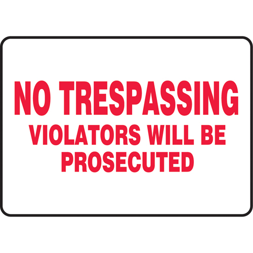 Enseigne  No Trespassing , 10" x 14", Vinyle, Anglais PR Distribution