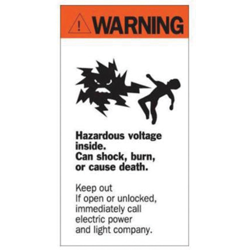 Enseigne Warning Hazardous Voltage, 8" x 4-1/2", Acrylique, Anglais avec pictogramme PR Distribution