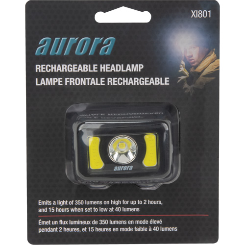 Lampe frontale, DEL, 350 lumens, 2 hres de fonctionnement, piles Rechargeable PR Distribution
