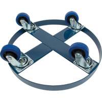 Drum Dolly, Steel, 1400 lbs. Capacity, 24" Diameter, Blue Elastic Casters PR Distribution