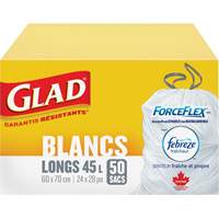 Sacs &agrave; ordures hauts 45 L avec Febreze, R&eacute;gulier, 24" la x 28" lo, Blanc PR Distribution