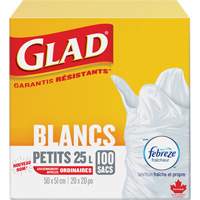 Petits sacs &agrave; ordures 25 L avec Febreze, R&eacute;gulier, 20" la x 20" lo, Blanc PR Distribution