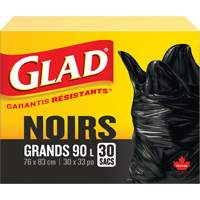 Sacs &agrave; ordures 90 L, R&eacute;gulier, 30" la x 33" lo, Noir PR Distribution