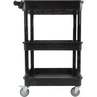 Chariot utilitaire avec tablette &agrave; bordure profonde, 3 tiers, 19" x 39-1/2" x 28-1/4", Capacit&eacute; 330 lb PR Distribution