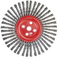 Brosse &agrave; fils nou&eacute;s pour cordons de soudure, Dia. 12", Fils 0,035", Arbre 1", Acier PR Distribution