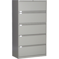 Classeur lat&eacute;ral, Acier, 5 tiroirs, 36" la x 18" p x 65-1/2" h, Gris PR Distribution