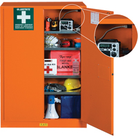 Emergency Preparedness Storage Cabinets, Steel, 4 Shelves, 65" H x 43" W x 18" D, Orange PR Distribution