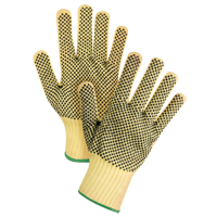 Gants tricot&eacute;s deux c&ocirc;t&eacute;s, sans couture, &agrave; pois, Taille Moyen/8, Calibre 7, Rev&ecirc;tement PVC, Enveloppe en Kevlar, ASTM ANSI niveau A2/EN 388 niveau 3 PR Distribution