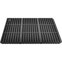 Tapis antifatigue &agrave; imbrication Cushion-Ease 550, &agrave; fentes, 3' x 3' x 3/4", Noir, Caoutchouc PR Distribution