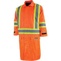 Imperm&eacute;able long avec capuchon amovible, Nylon/PVC, Petit, Orange haute visibilit&eacute; PR Distribution