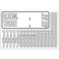 Trousse de num&eacute;rotation de la masse brute du v&eacute;hicule (MBV) pour camion, Num&eacute;ros/lettres/ponctuation assortis, Blanc PR Distribution