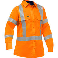 Chemise de travail &agrave; manches longues et X au dos Bisley avec X-Airflow pour femmes, Poly-coton, Petit, Orange haute visibilit&eacute; PR Distribution