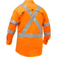 Chemise de travail &agrave; manches longues et X au dos Bisley avec X-Airflow pour femmes, Poly-coton, Petit, Orange haute visibilit&eacute; PR Distribution