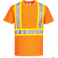 T-shirt de s&eacute;curit&eacute; &agrave; bandes contrastantes, Polyester, Petit, Orange haute visibilit&eacute; PR Distribution