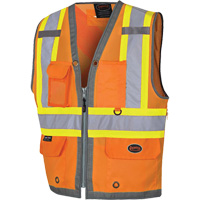 Veste de s&eacute;curit&eacute; pour arpenteur Pioneer avec fermeture &agrave; glissi&egrave;re et dos en maille, Orange haute visibilit&eacute;, Petit, Polyester PR Distribution