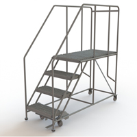 Mobile Work Platform, Steel, 4 Steps, 40" H, 47" D, 24" Step, Serrated PR Distribution