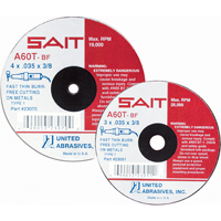 Meule &agrave; tronçonner, 4" x 0,045", Arbre de 5/8", Type 27, Oxyde d'aluminium, 13500 Tr/min PR Distribution